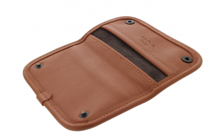 Beige and brown leather tobacco pouch by Claudio ALBIERI
