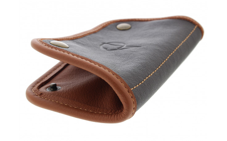 Beige and brown leather tobacco pouch by Claudio ALBIERI