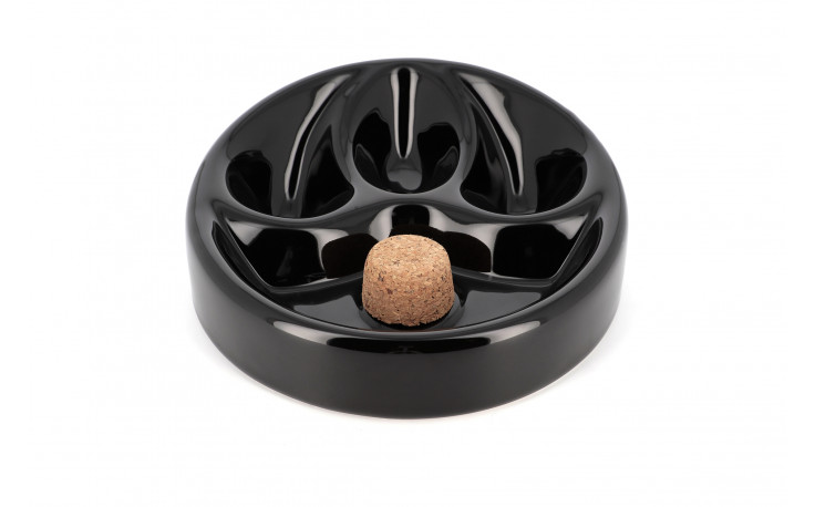 Ceramic ashtray for 3 pipes (black)