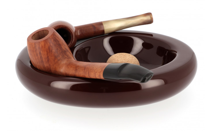 Ceramic ashtray for 2 pipes (white craquele)