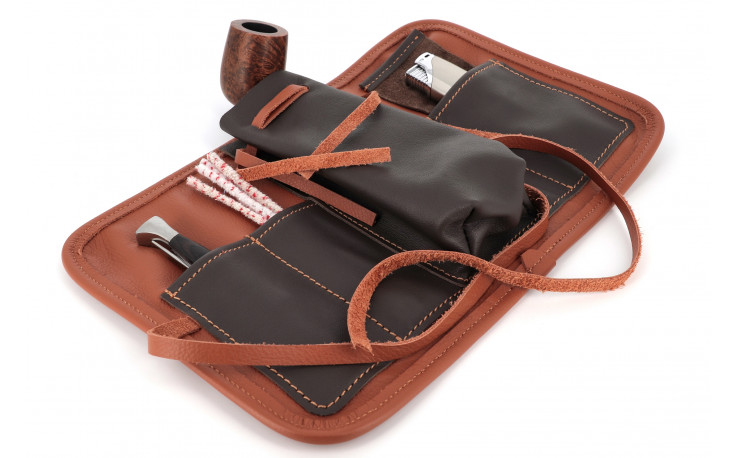 Roll pipe case by Claudio Albieri for 1 pipe (beige and brown)