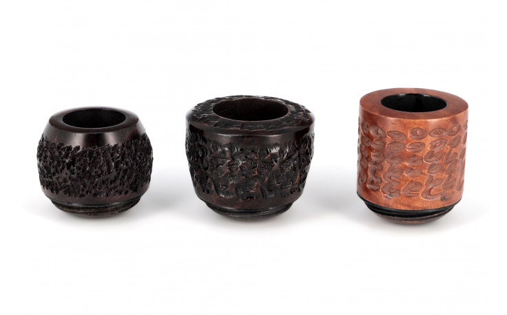 Set of 3 rusticated bowls for Falcon pipes