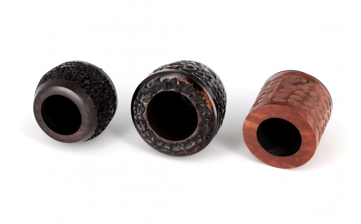 Set of 3 rusticated bowls for Falcon pipes