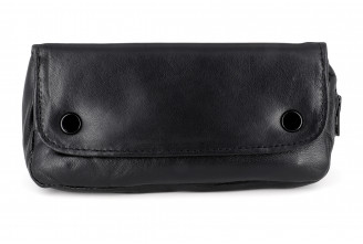 Black leather tobacco pouch for 1 pipe
