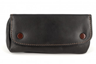 Brown leather tobacco pouch for 1 pipe