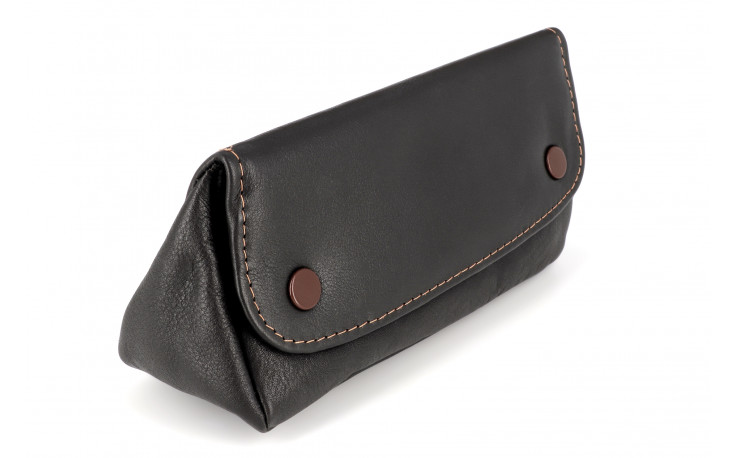 Brown leather tobacco pouch for 1 pipe