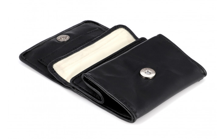 Small black leather pocket tobacco pouch