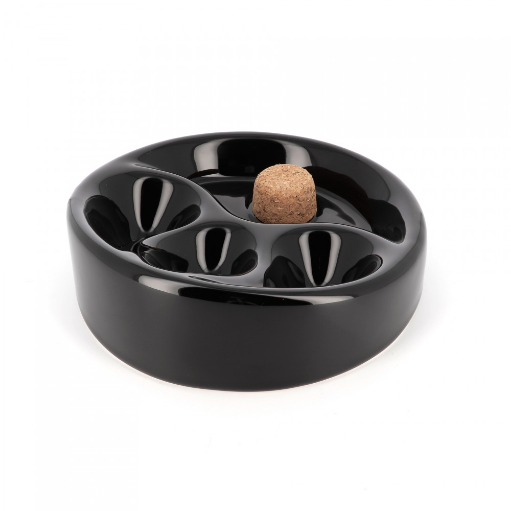 Ceramic ashtray for 3 pipes (black) - La Pipe Rit