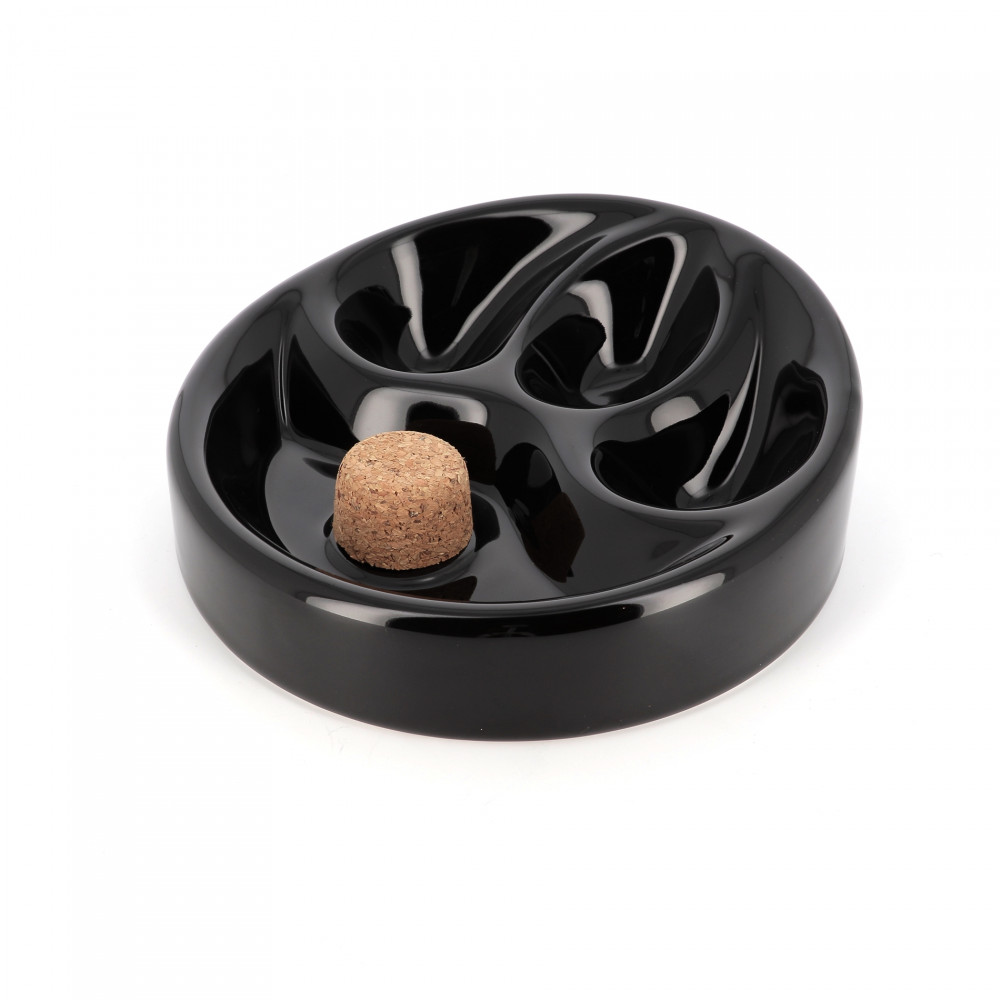 Ceramic ashtray for 3 pipes (black) - La Pipe Rit